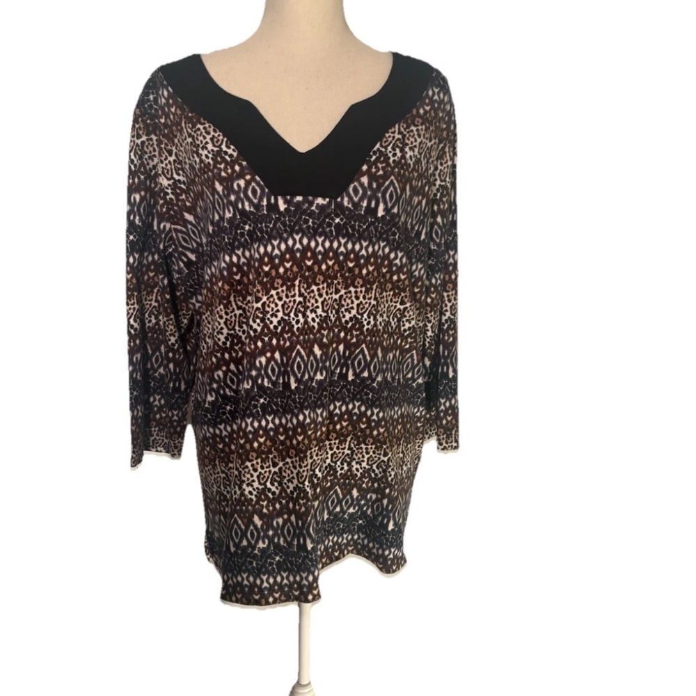 Black stripe women’s plus size 2x t shirt knit top work lounge travel Kim Rogers